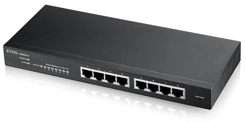 Smart L2 коммутатор Zyxel NebulaFlex GS1915-8, 8xGE, бесшумный (без вентилятора)