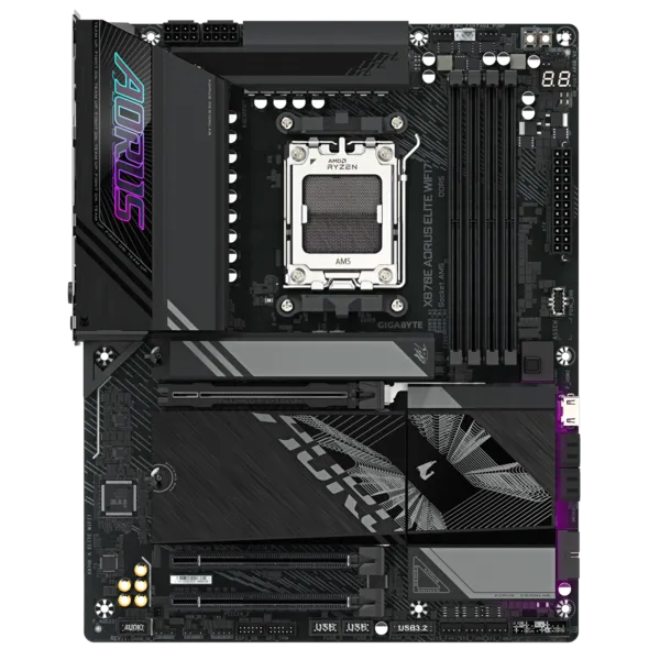GIGABYTE X870E AORUS ELITE WIFI7, AM5, X870, 4*DDR5,  4*SATA, 4*M.2, 7*USB 3.2, 2*USB 2.0, 2*Type-C, 3*PCIx16, HDMI, ATX
