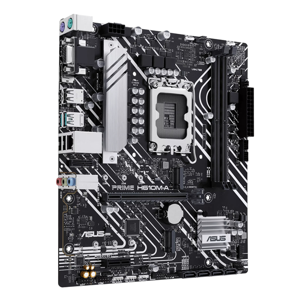 ASUS PRIME H610M-A-CSM, LGA1700, H610, 2*DDR5, 4*SATA, 2*M.2, 2*USB 3.2, 4*USB 2.0, 1*PCIx16, 1*PCIx1, HDMI+DP+D-Sub, mATX; 90MB1G20-M0EAYC