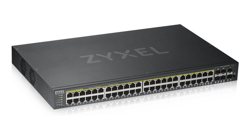 Smart L2 PoE+ Zyxel NebulaFlex GS1920-48HPv2, rack 19", 44xGE PoE+, 4xCombo (SFP/RJ-45 PoE+), 2xSFP, бюджет PoE 375 Вт