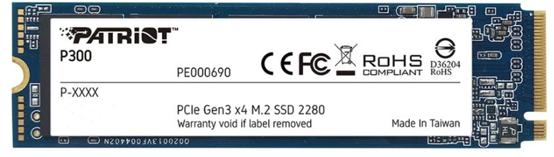 Patriot SSD P300 128GB M.2 2280 NVMe PCIe 3.0 x4 R1600/W600 TBW 60TB 3D NAND