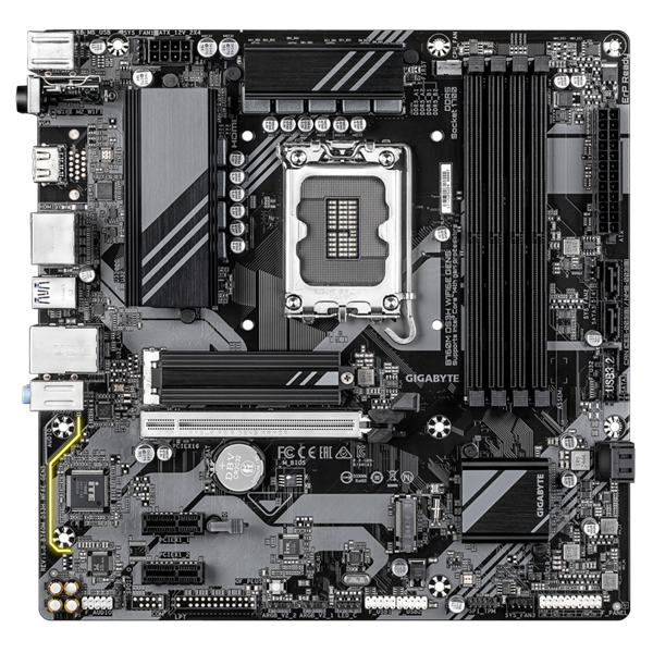 GIGABYTE B760M DS3H WF6E GEN5, LGA1700, B760, 4*DDR5, 4*SATA, 2*M.2, 3*USB 3.2, 2*USB 2.0, Type-C, 1*PCIx16, 2*PCIx1, HDMI+2*DP, mATX