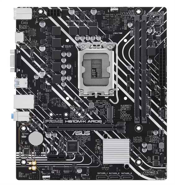 ASUS PRIME H610M-K ARGB, LGA1700, H610, 2*DDR5, 2*DDR5, 4*SATA, 1*M.2, 2*USB 3.2, 4*USB 2.0, 1*PCIx16, 1*PCIx1, VGA+HDMII, mATX