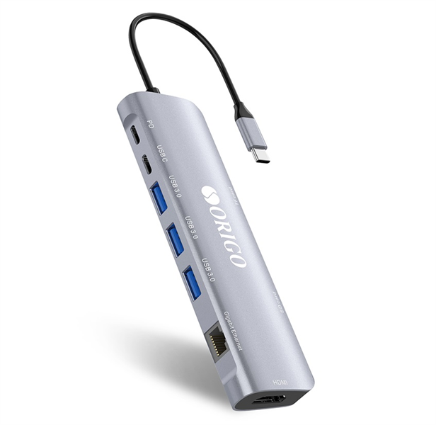 ORIGO Док-станция USB-C, 3xUSB 3.0, 1xUSB-C/PD 3.0, 1xUSB-C, 1x1000Base-T, 1xHDMI, слот SD/TF/microSD