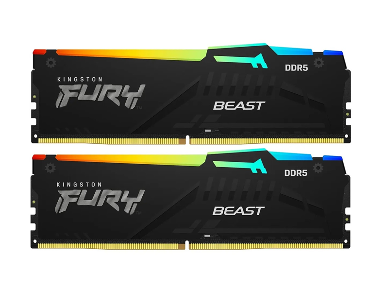 Kingston 32GB 6400MT/s DDR5 CL32 DIMM Kit (2x16GB) FURY Beast RGB XMP