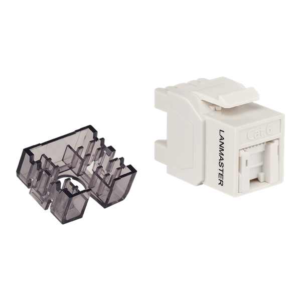 Модуль Keystone, RJ45, неэкранированный, кат.6, со встроенной шторкой, 180 градусов, белый
