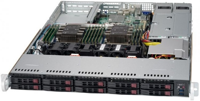 Supermicro SuperServer 1U 1029P-WTRT noCPU(2)2nd Gen Xeon Scalable/TDP 70-165W/ no DIMM(12)/ SATARAID HDD(10)SFF/ 2x10GbE/ 2xFH, 1xLP, M2/ 2x750W