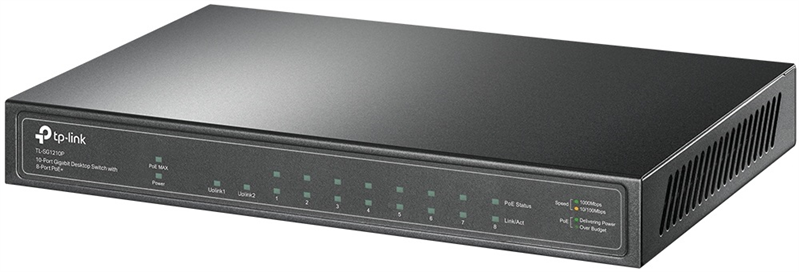 TP-Link TL-SG1210P, 10-Port Gigabit Desktop Switch with 8-Port PoE+ 63 W